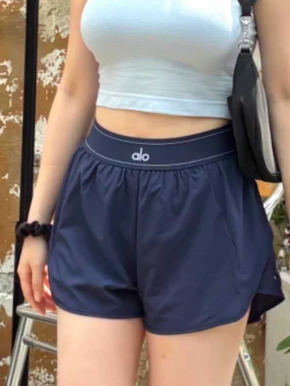 🏋️ALO Yoga Match Point Shorts Navy Blue High-Waisted Design